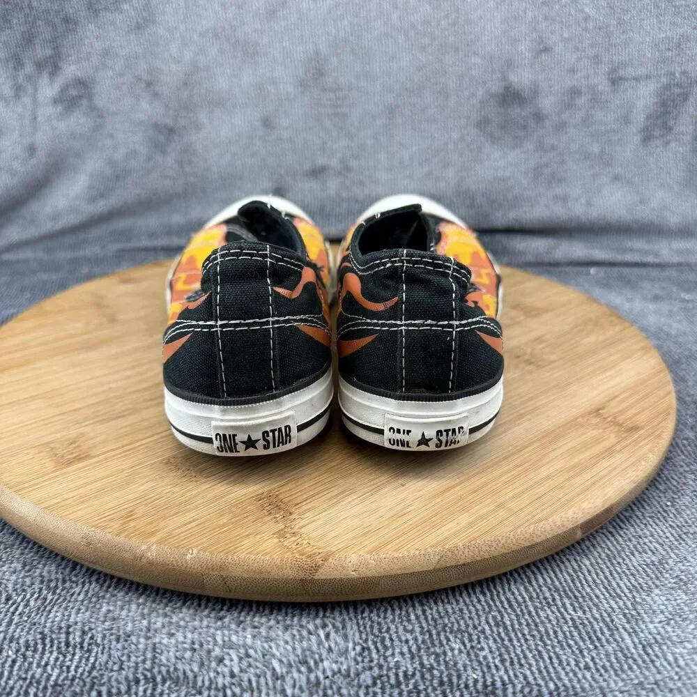 Converse One Star Junior Shoes Boys Size 5 Black Flame Canvas Slip On Sneakers